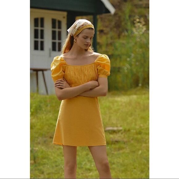 NEW Anthropologie Forever That Girl Gathered Puff-Sleeve Mini Dress X-Large - Picture 1 of 4